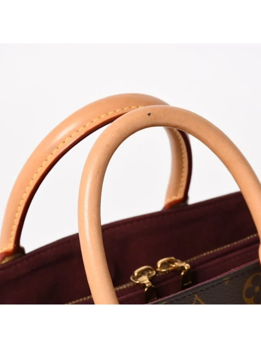 Louis Vuitton Soufflot BB Monogram Handbag Canvas Vachetta Leather Brown